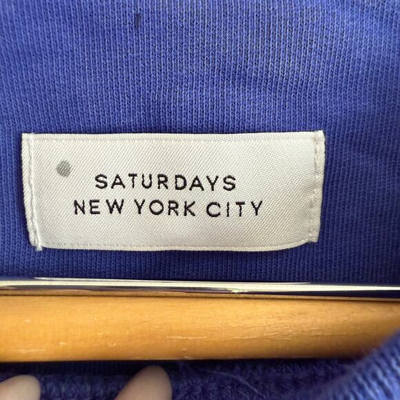 SATURDAYS NYC | Blue Purple Crewneck Sweatshirt with White Embroidery XXL - Picture 6 of 7